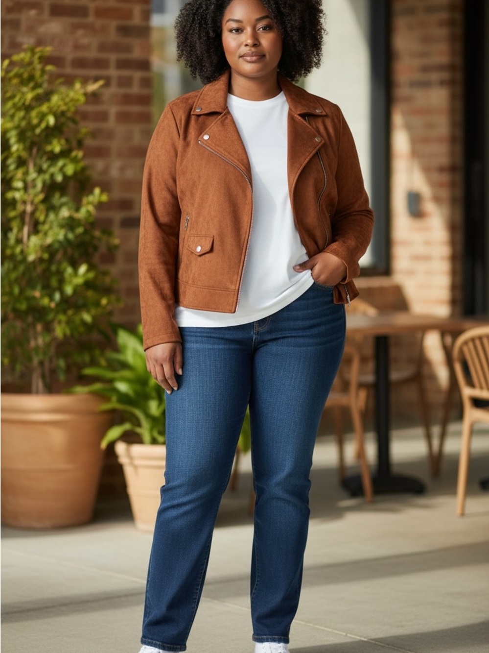 Torrid Rust Brown Faux-Suede Moto Jacket